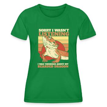 Was Thinking About My Bearded Dragon Pogona - Women's Functional T-Shirt - kelly green - Front - AI Model Female 172 dark (172cm)