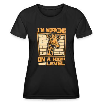 Je travaille sur un giraffidé africain de haut niveau - T-shirt sport Femme - noir - Devant - AI Model Female 172 light (172cm)