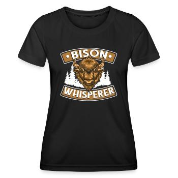 Bison chuchoteur Bison de bison bison d’Amérique Bovinae - T-shirt sport Femme - noir - Devant - AI Model Female 172 light (172cm)