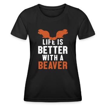 Das Leben ist besser mit einem Biber Nordamerikaner - Frauen Funktions-T-Shirt - Schwarz - Vorne - AI Model Female 172 light (172cm)