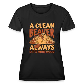 Clean Beaver bekommt immer mehr Holz nach Norden - Frauen Funktions-T-Shirt - Schwarz - Vorne - AI Model Female 172 light (172cm)