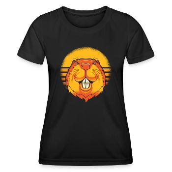 Retro Nordamerikanische Eurasische Castor Canadensis - Frauen Funktions-T-Shirt - Schwarz - Vorne - AI Model Female 172 light (172cm)