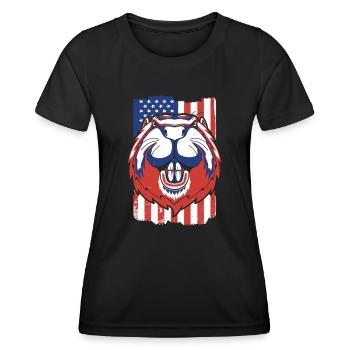 Biber Amerikanische Flagge Eurasischer Castor Canadensis - Frauen Funktions-T-Shirt - Schwarz - Vorne - AI Model Female 172 light (172cm)