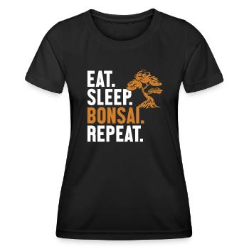 Eat Sleep Bonsai Repeat Indoor Bonsai Bonsai Schalen - Frauen Funktions-T-Shirt - Schwarz - Vorne - AI Model Female 172 light (172cm)