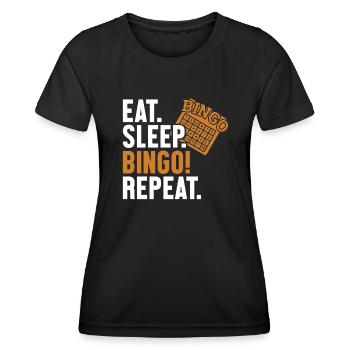 Eat Sleep Bingo Repeat Caller Daubers - Women's Functional T-Shirt - black - Front - AI Model Female 172 light (172cm)