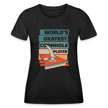 World’s Okayest Cornhole Player Plateaux de jeu - T-shirt sport Femme - noir - Devant - AI Model Female 172 light (172cm)