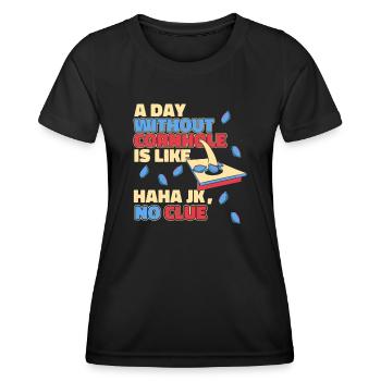 Ein Tag ohne Cornhole ist wie ein Sitzsack mit Brettern - Frauen Funktions-T-Shirt - Schwarz - Vorne - AI Model Female 172 light (172cm)