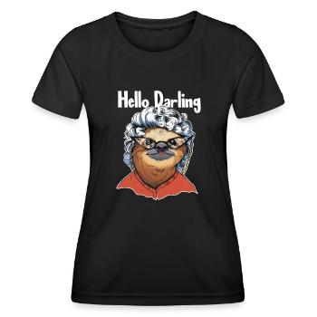 Bonjour Darling Folivora Pilosa à gorge brune - T-shirt sport Femme - noir - Devant - AI Model Female 172 light (172cm)