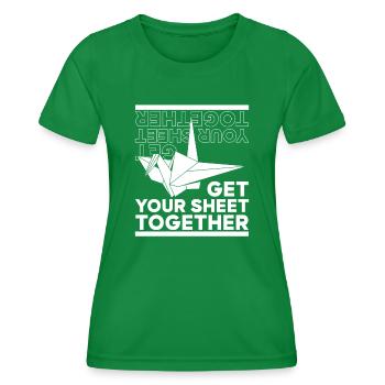 Holen Sie sich Ihr Blatt zusammen Papierkranich Falteule - Frauen Funktions-T-Shirt - Kelly Green - Vorne - AI Model Female 172 dark (172cm)