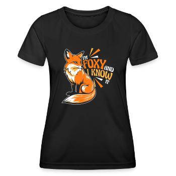 I'm Foxy And I Know It Red Fox Canidae Caninae - Women's Functional T-Shirt - black - Front - AI Model Female 172 light (172cm)