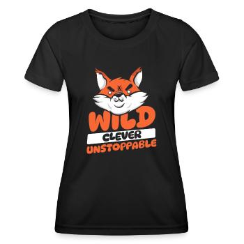 Wild Clever Unstoppable Red Fox Canidae Caninae - Women's Functional T-Shirt - black - Front - AI Model Female 172 light (172cm)