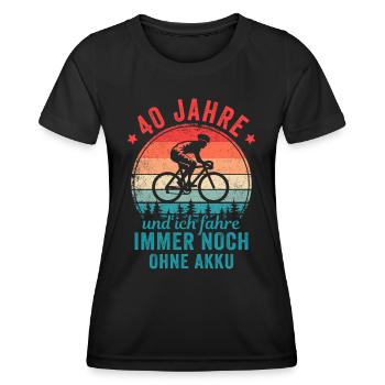 Radfahrer 40. Geburtstag Fahrrad ohne Akku - Frauen Funktions-T-Shirt - Schwarz - Vorne - AI Model Female 172 light (172cm)