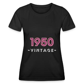 geboren 1950 geschenk idee geburtstag jahrgang 50 - Frauen Funktions-T-Shirt - Schwarz - Vorne - AI Model Female 172 light (172cm)