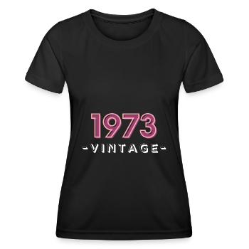 born 1973 gift idea birthday year 73 - Women's Functional T-Shirt - black - Front - AI Model Female 172 light (172cm)