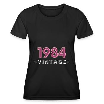 geboren 1984 geschenk idee geburtstag jahrgang 198 - Frauen Funktions-T-Shirt - Schwarz - Vorne - AI Model Female 172 light (172cm)