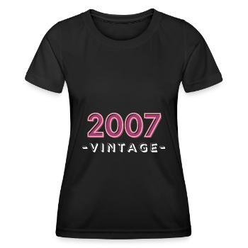 geboren 2007 geschenk idee geburtstag jahrgang 07 - Frauen Funktions-T-Shirt - Schwarz - Vorne - AI Model Female 172 light (172cm)