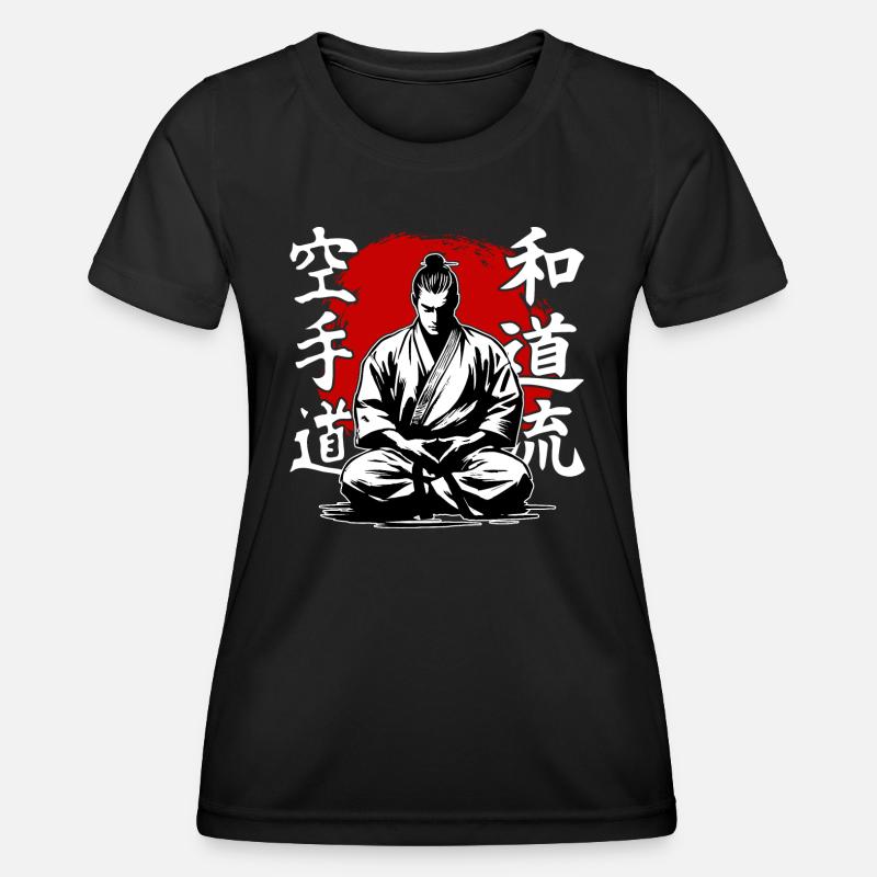 Samurai Wado Ryu Karate Martial Arts Style - Women's Functional T-Shirt - black