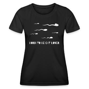 Né pour être amoureux des chats - T-shirt sport Femme - noir - Devant - AI Model Female 172 light (172cm)