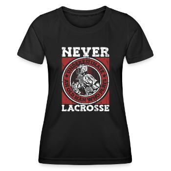 Never Underestimate An Old Man Who Plays Lacrosse - Women's Functional T-Shirt - black - Front - AI Model Female 172 light (172cm)