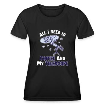Le café et mon télescope Cosmologiste Starry Sky - T-shirt sport Femme - noir - Devant - AI Model Female 172 light (172cm)