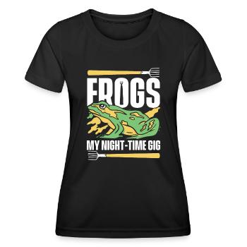 Frogs My Night Time Gig Tadpole Tree Frog - T-shirt sport Femme - noir - Devant - AI Model Female 172 light (172cm)