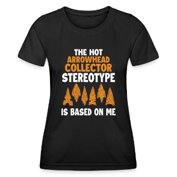 Hot Arrowhead Collector Stereotypes Hunting Tips - Women's Functional T-Shirt - black - Front - AI Model Female 172 light (172cm)