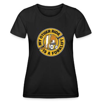 Mon autre trajet est un chariot élévateur - T-shirt sport Femme - noir - Devant - AI Model Female 172 light (172cm)