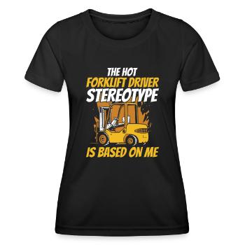 The Hot Forklift Driver Stereotype Gabelstapler - Women's Functional T-Shirt - black - Front - AI Model Female 172 light (172cm)