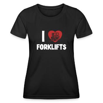 I love Forklifts Telehandler All-terrain forklift - Women's Functional T-Shirt - black - Front - AI Model Female 172 light (172cm)