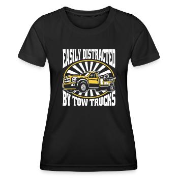 Easily Distracted By Tow Trucks Abschlepper - Frauen Funktions-T-Shirt - Schwarz - Vorne - AI Model Female 172 light (172cm)