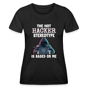 Le stéréotype du pirate informatique est basé sur le renifleur de phishing Me - T-shirt sport Femme - noir - Devant - AI Model Female 172 light (172cm)