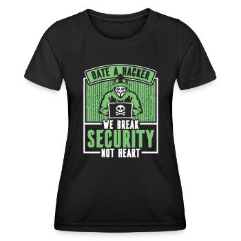 Date Hacker Nous brisons la sécurité Pas le phishing cardiaque - T-shirt sport Femme - noir - Devant - AI Model Female 172 light (172cm)