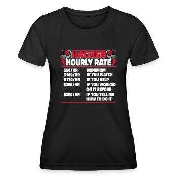 Hacker Horaire Sniffer Social Engineering - T-shirt sport Femme - noir - Devant - AI Model Female 172 light (172cm)