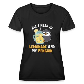 La limonade et mes amoureux de la limonade Pingouin - T-shirt sport Femme - noir - Devant - AI Model Female 172 light (172cm)