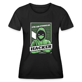 Je suis un hacker éthique Ingénierie sociale Hameçonnage - T-shirt sport Femme - noir - Devant - AI Model Female 172 light (172cm)