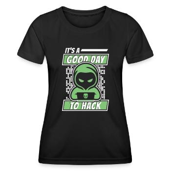 C’est une bonne journée pour pirater l’ingénierie sociale - T-shirt sport Femme - noir - Devant - AI Model Female 172 light (172cm)