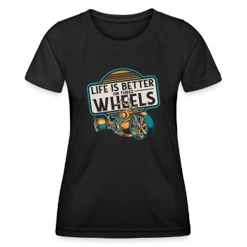 La vie est meilleure sur trois roues à trois roues - T-shirt sport Femme - noir - Devant - AI Model Female 172 light (172cm)