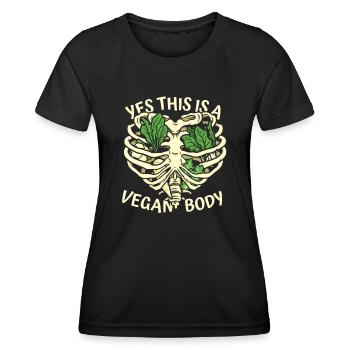 Ja, das ist ein veganer Körper auf pflanzlicher Basis Vegan - Frauen Funktions-T-Shirt - Schwarz - Vorne - AI Model Female 172 light (172cm)