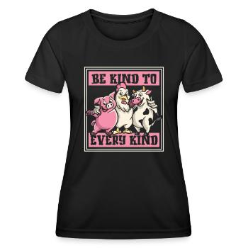 Be Kind To Every Kind Vegan Vegans Plant-Based - Women's Functional T-Shirt - black - Front - AI Model Female 172 light (172cm)