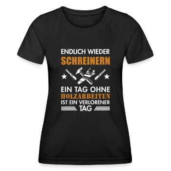 Endlich wieder Schreinern Carpenter - Frauen Funktions-T-Shirt - Schwarz - Vorne - AI Model Female 172 light (172cm)