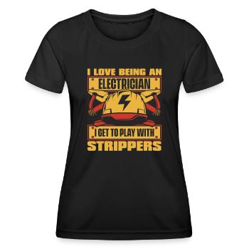 J’aime être un électricien Elektroinstallateur - T-shirt sport Femme - noir - Devant - AI Model Female 172 light (172cm)