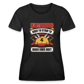 Devoir se déshabiller pour joindre les deux bouts Ingénieur électricien - T-shirt sport Femme - noir - Devant - AI Model Female 172 light (172cm)
