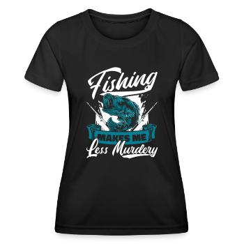 La pêche me rend moins meurtrier Pêcheur de spin - T-shirt sport Femme - noir - Devant - AI Model Female 172 light (172cm)