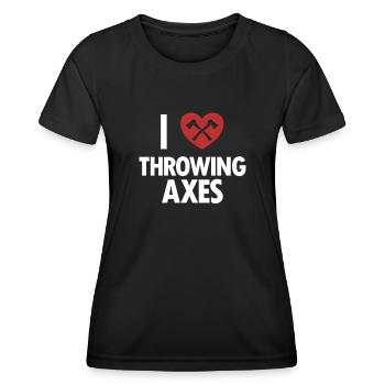 Ich liebe es, Äxte zu werfen Axt Wurfwettbewerb Axt - Frauen Funktions-T-Shirt - Schwarz - Vorne - AI Model Female 172 light (172cm)