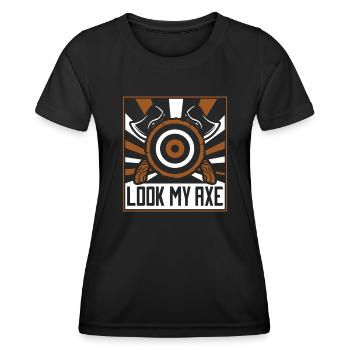 Look My Axe Axe Throwing Competition Game Axe - Frauen Funktions-T-Shirt - Schwarz - Vorne - AI Model Female 172 light (172cm)