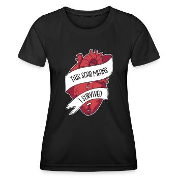 This Scar Means I Survived Transplant Open Heart - Women's Functional T-Shirt - black - Front - AI Model Female 172 light (172cm)