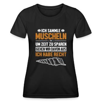 Muscheln haben immer Recht Shell Hunter Seashell - T-shirt sport Femme - noir - Devant - AI Model Female 172 light (172cm)