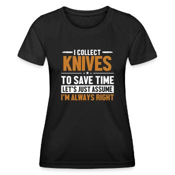 Knives Let's Assume I'm Right Butcher Knife Knife - Women's Functional T-Shirt - black - Front - AI Model Female 172 light (172cm)