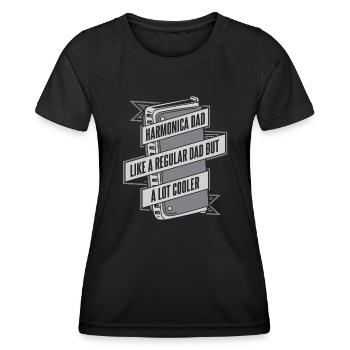 Harmonica Papa Comme Un Papa Ordinaire Mais Plus Cool - T-shirt sport Femme - noir - Devant - AI Model Female 172 light (172cm)
