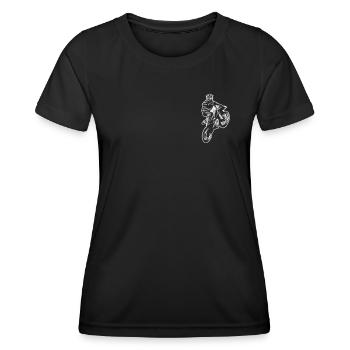 Motocross Logo Emblem Supermoto Motorcycle Racing - Women's Functional T-Shirt - black - Front - AI Model Female 172 light (172cm)
